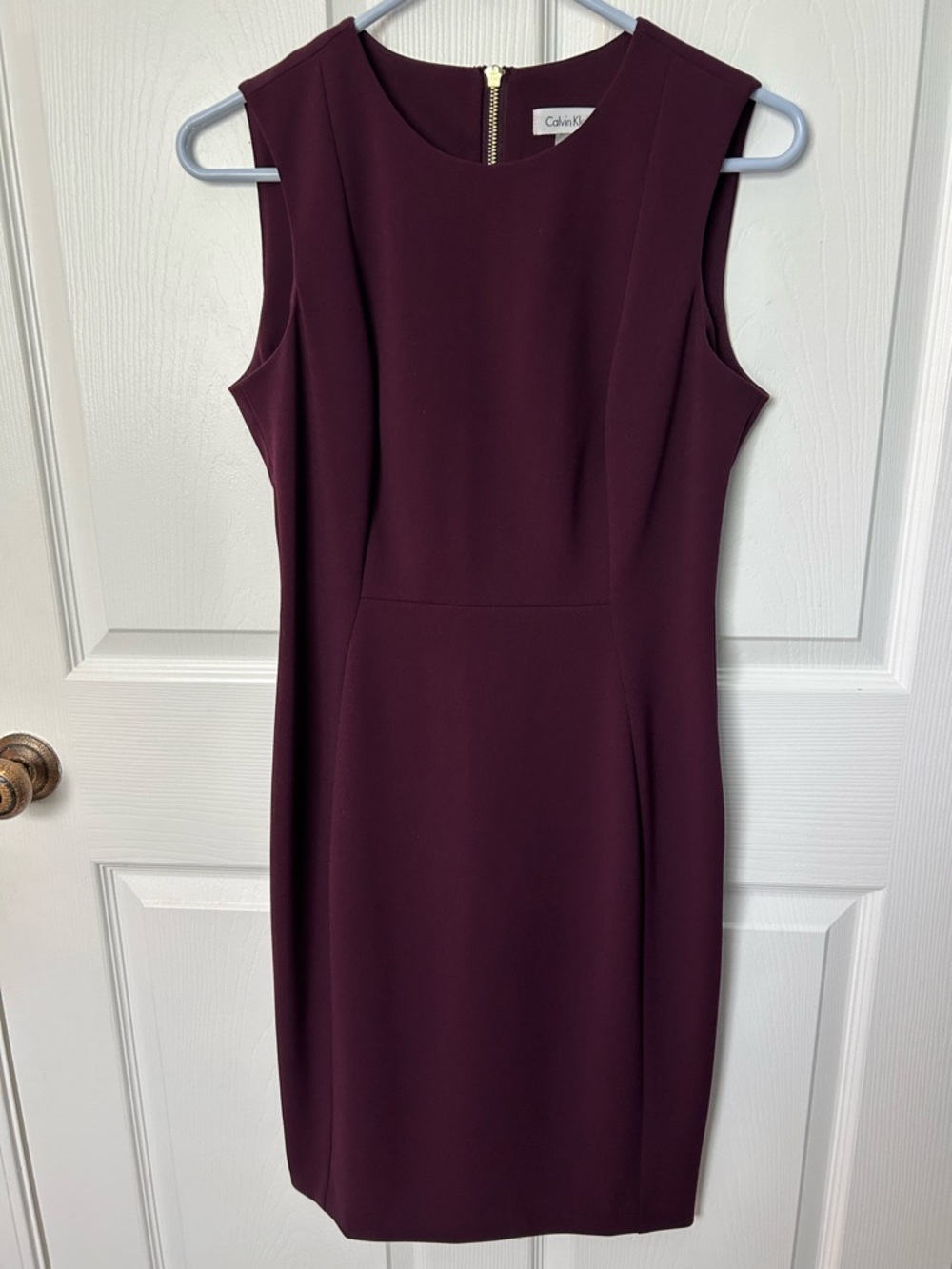 Calvin Klein Sleeveless Purple Plum Sheath Midi Dress Size 8